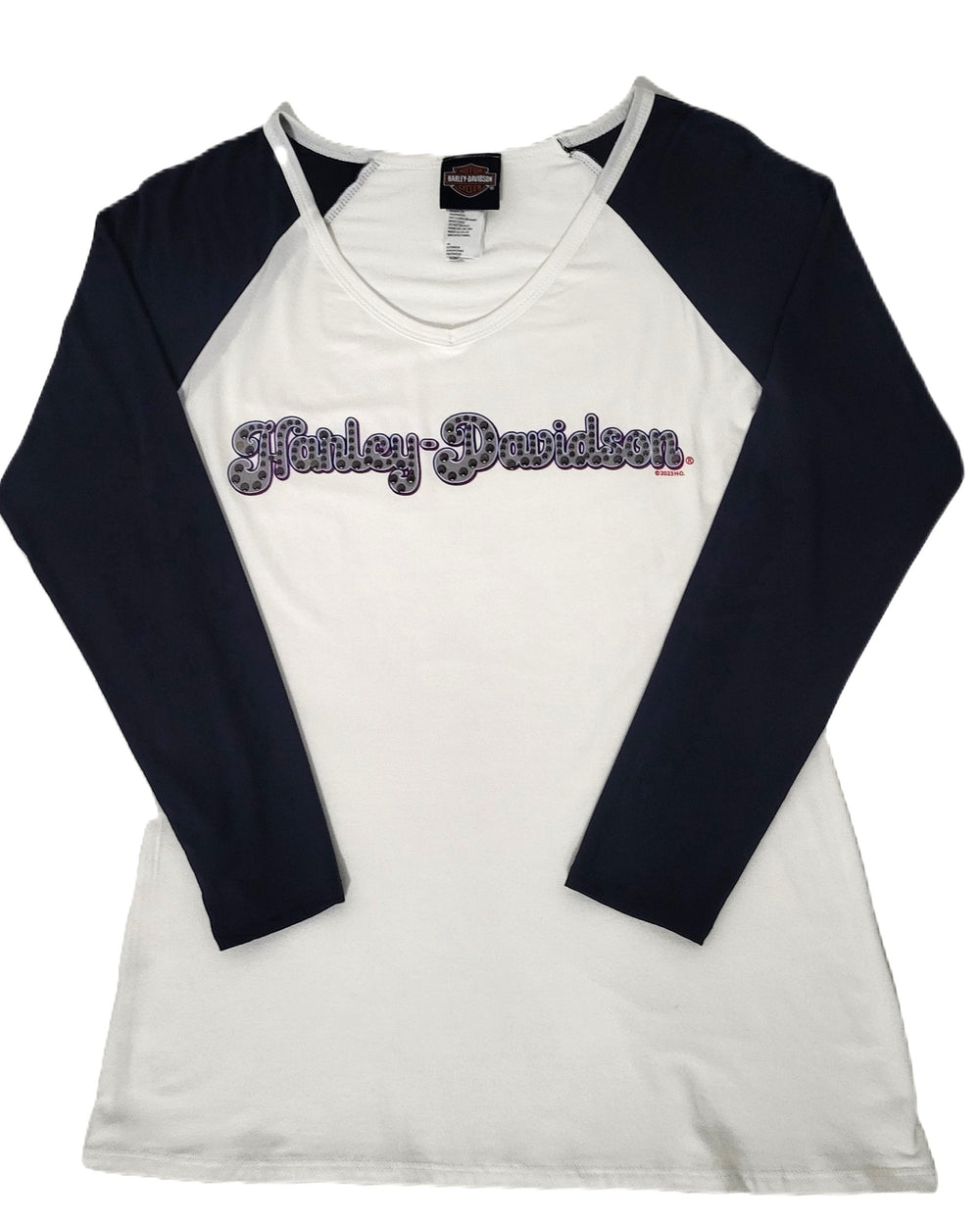 Harley-Davidson® Women's Lovely Groove T-Shirt | Long Sleeves | Rhinestone Embellished