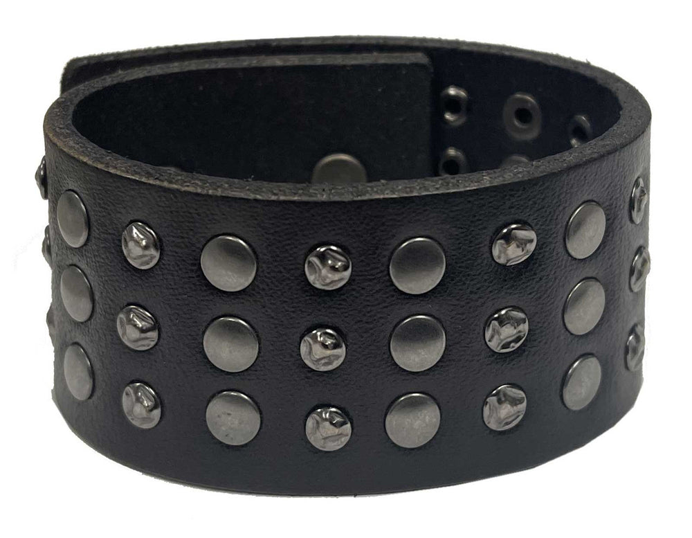 Harley-Davidson® Triple Row Studded Leather Cuff | Black | Large/X-Large