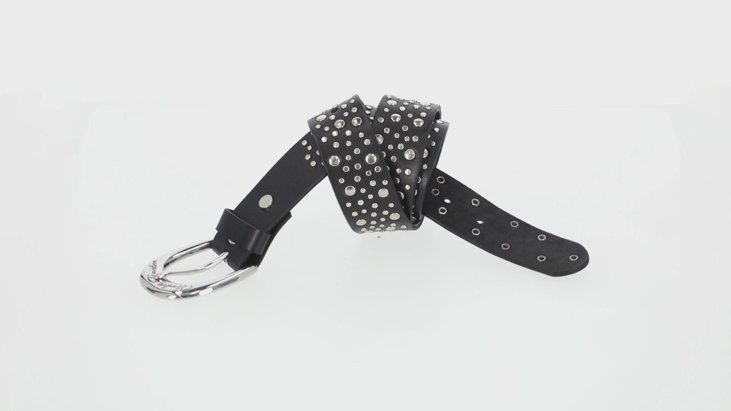 Harley-Davidson® Women's Horseshoe Studded Leather Belt | Black