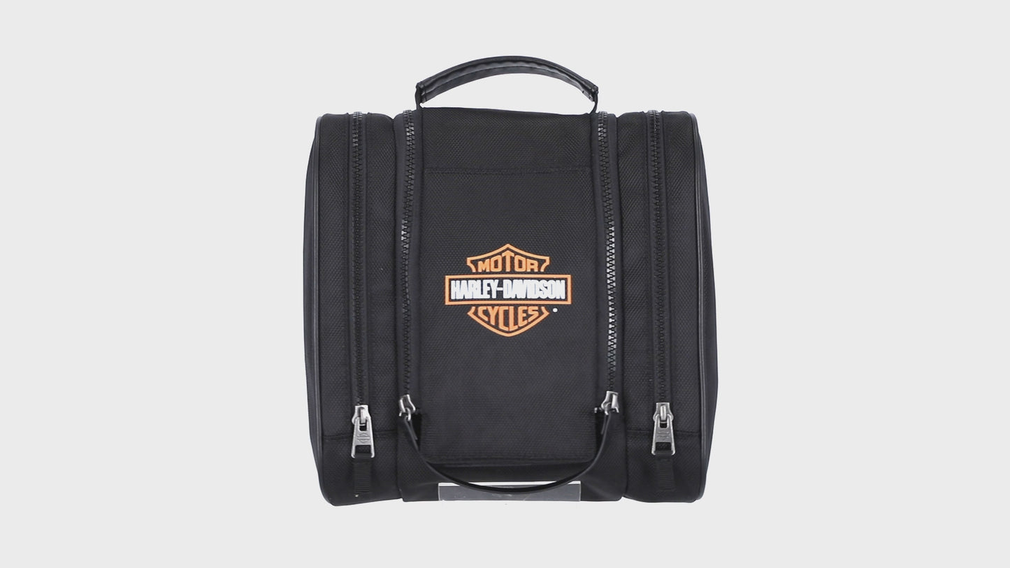 
                  
                    Load and play video in Gallery viewer, Harley-Davidson® Double Pocket Travel Kit in Black
                  
                