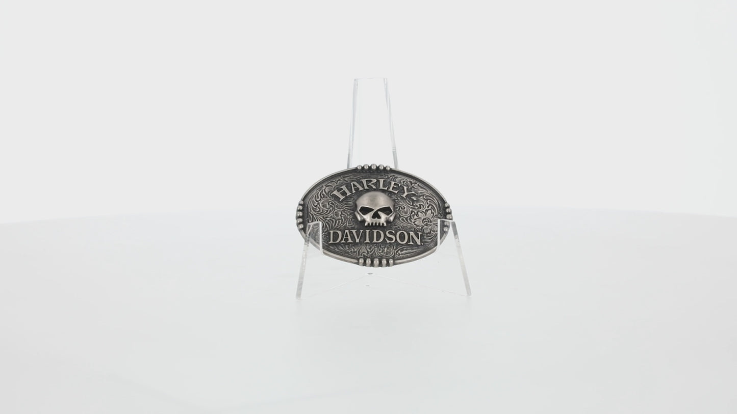 Harley-Davidson®  Skull Logo Belt Buckle | Antique Nickel Finish
