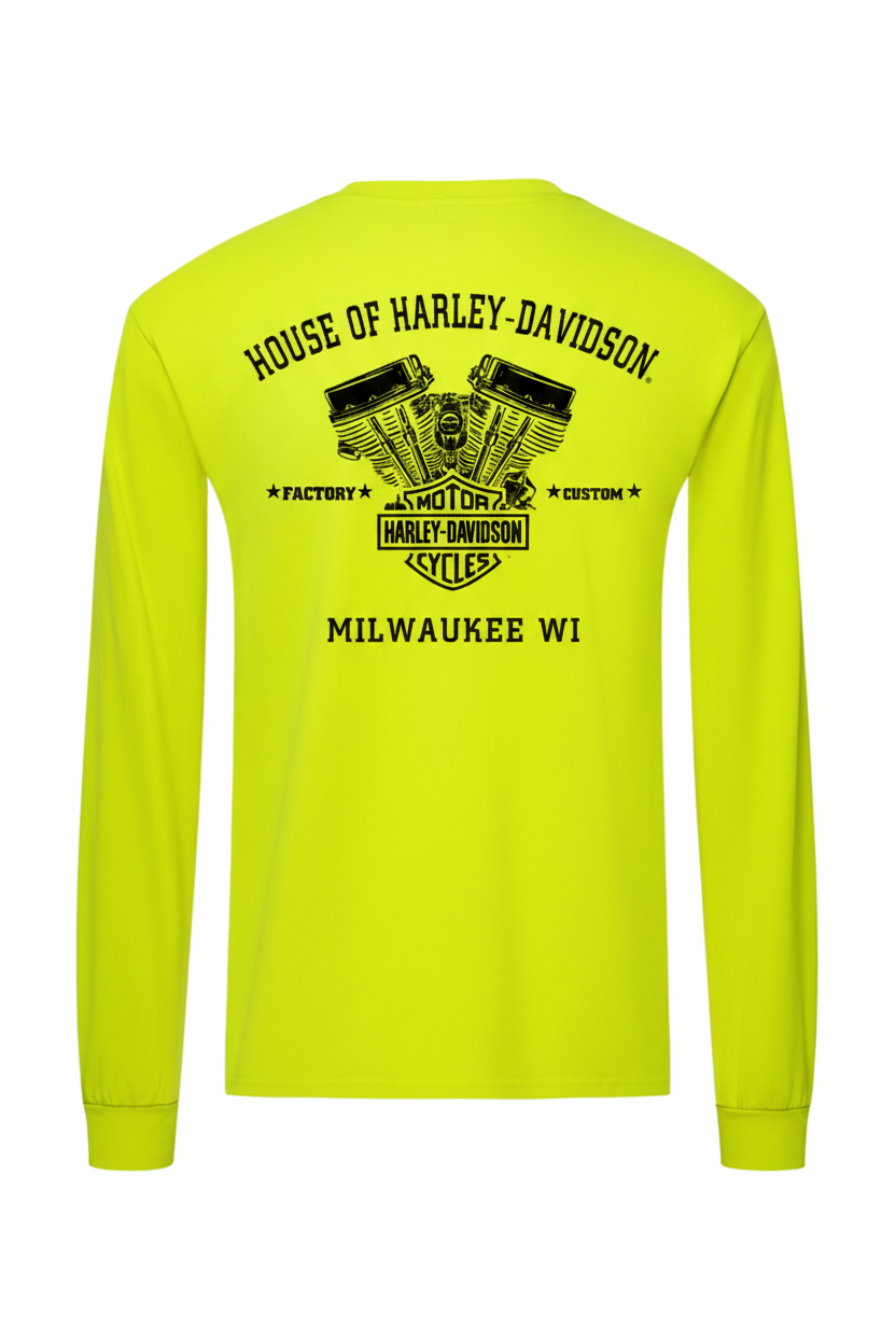 Rear neon-yellow long-sleeve product image