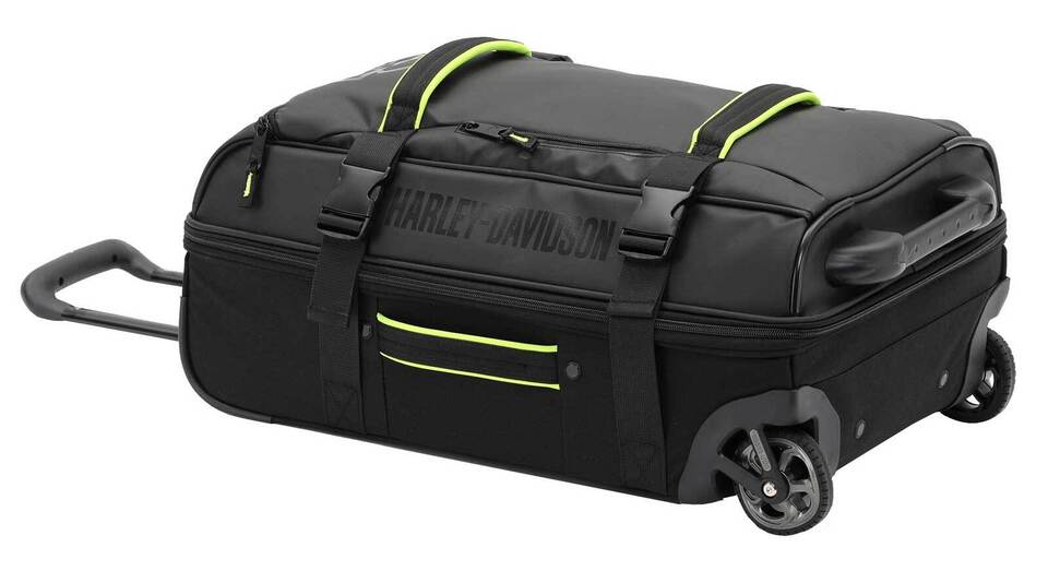 
                  
                    Harley-Davidson® Nomad Wheeling Duffel Bag with Shark Wheels | Black and Lime | 21"
                  
                