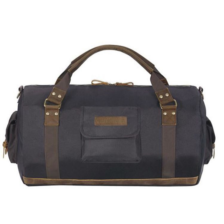 Leather-trimmed duffel bag