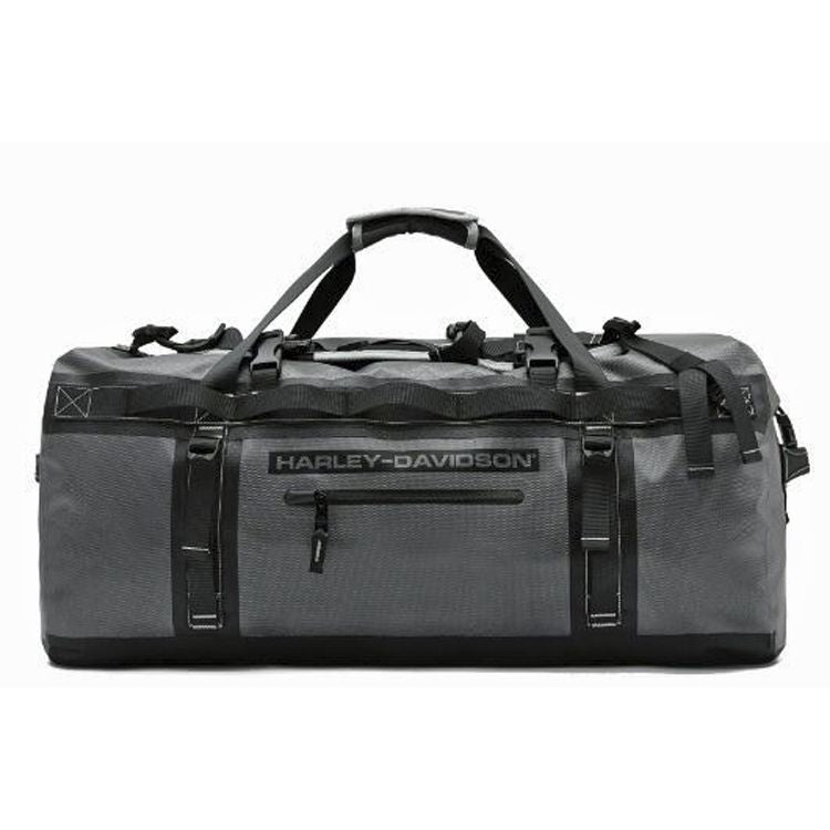 Harley-Davidson® Adventure Duffel | Waterproof | 33 Inch | Silver & Black | Hide-Away Backpack Straps