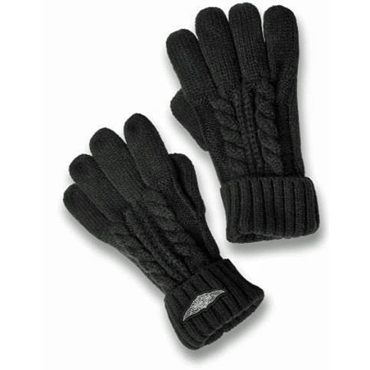 
                  
                    Harley-Davidson® Women's Silver Wing Logo Knit Cap & Glove Set | Black
                  
                