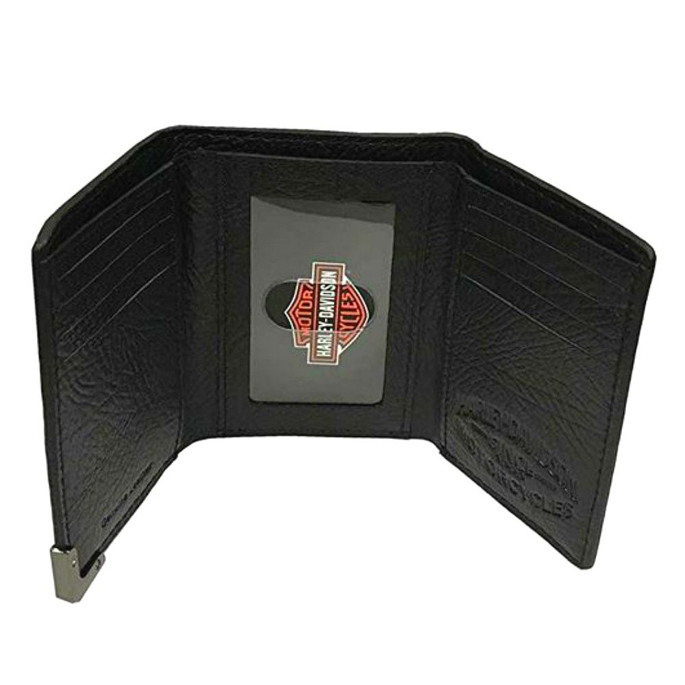 
                  
                    Harley-Davidson® Men's Gunmetal Leather Tri-Fold Wallet | Bar & Shield® Medallion
                  
                