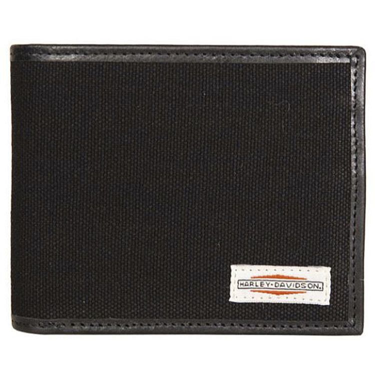 
                  
                    Harley-Davidson® Men's Patch Bi-Fold Wallet | Black | Canvas With Leather Trim | RFID Protection
                  
                