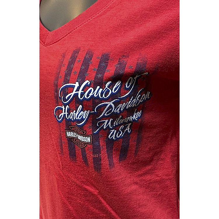 
                  
                    House of Harley-Davidson® Women's Patriotic V-Neck T-Shirt | Custom Graphics | Long Sleeves
                  
                