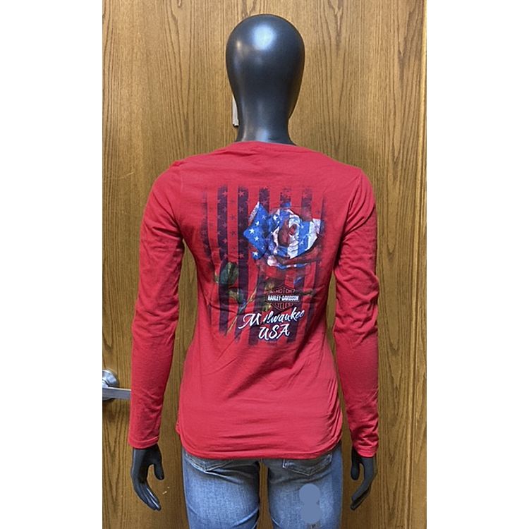
                  
                    House of Harley-Davidson® Women's Patriotic V-Neck T-Shirt | Custom Graphics | Long Sleeves
                  
                