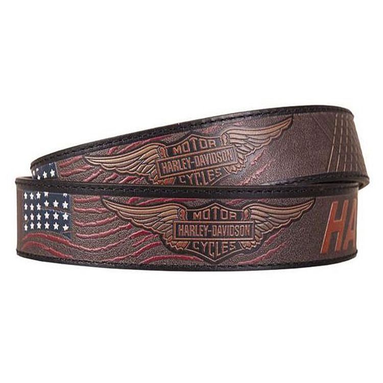 
                  
                    Harley-Davidson® Men's Free Rein Belt | Brown | American Flag Motif
                  
                