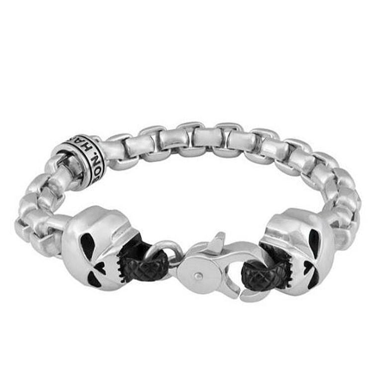 ギフトにも♪【Harley Davidson】Double Skull l Bracelet Harley-Davidson® Men's Double Skull Bracelet | Rolo Chain