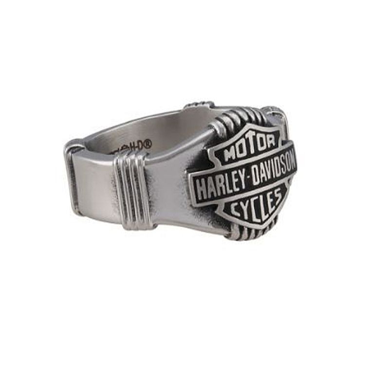 
                  
                    Harley-Davidson® Men's Nut & Coil Bar & Shield® Ring | Black Fill
                  
                
